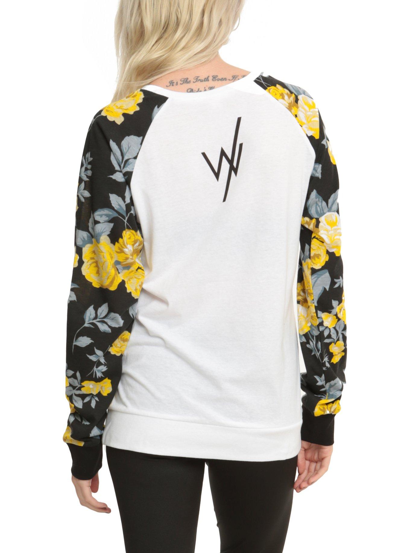 Sleeping With Sirens Floral Sleeve Girls Pullover Top, , alternate