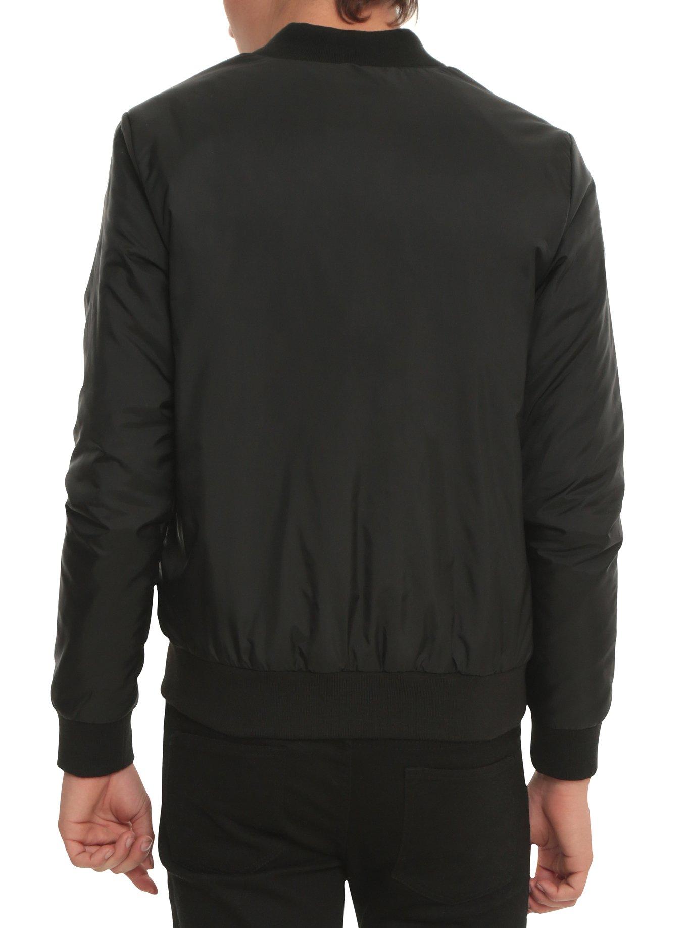 RUDE Black Nylon Bomber Jacket, , alternate