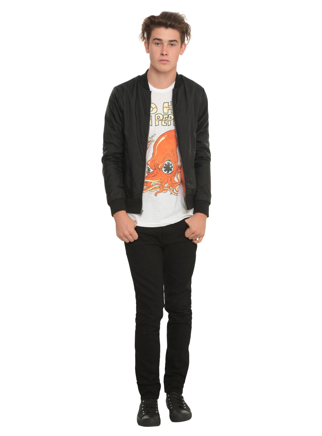 RUDE Black Nylon Bomber Jacket, , alternate