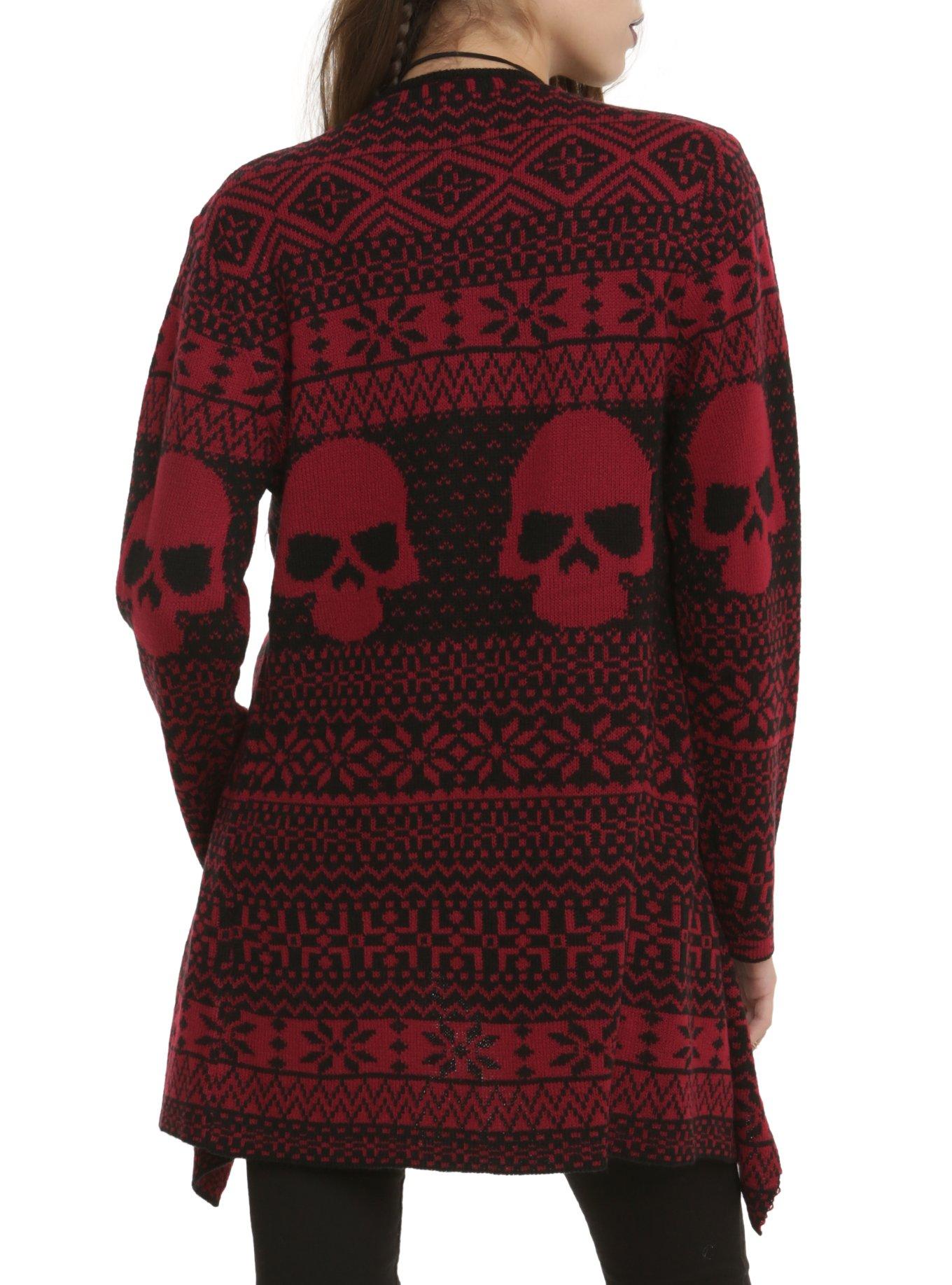 Iron Fist Black Red My Christmas Sweater Girls Flyaway Cardigan, , alternate