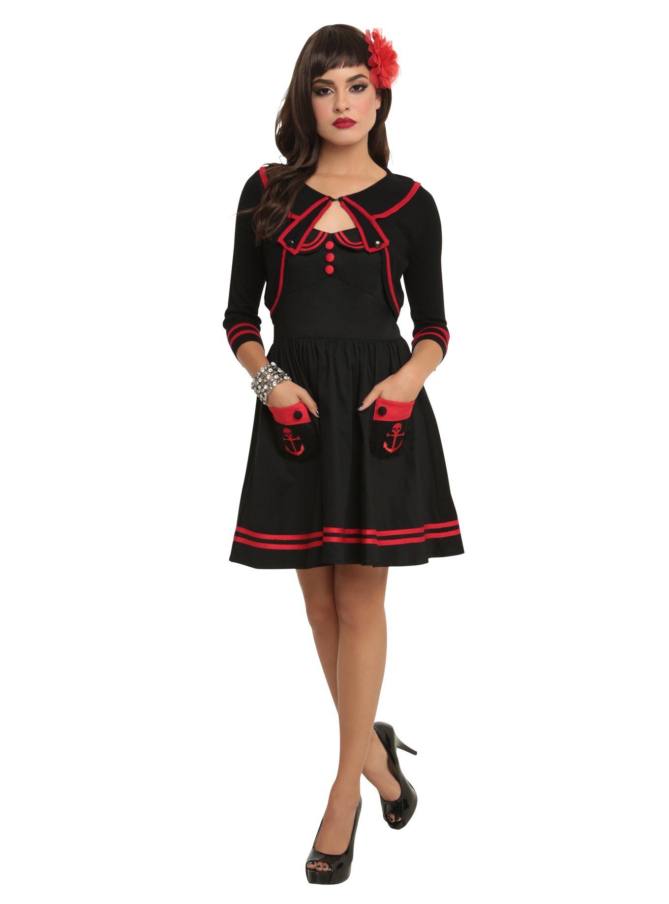 Hell Bunny Red And Black Sailor Bolero, , alternate