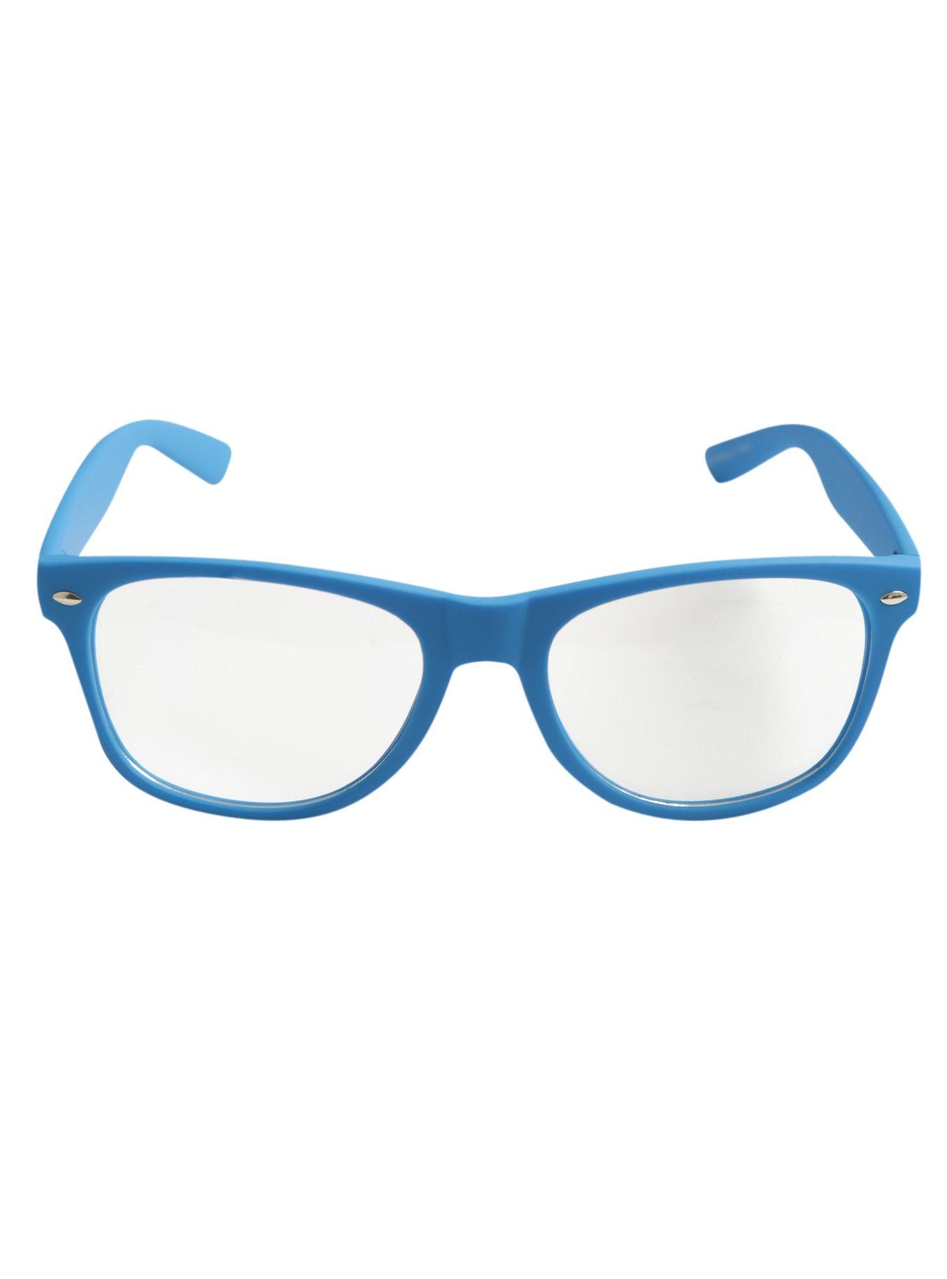 Blue Retro Smooth Touch Clear Lens Glasses, , alternate