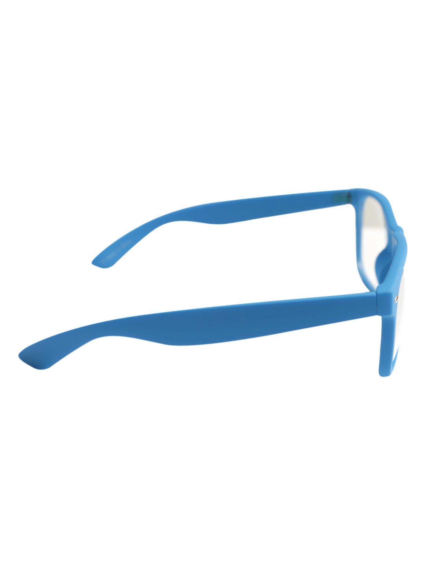 Blue Retro Smooth Touch Clear Lens Glasses, , alternate