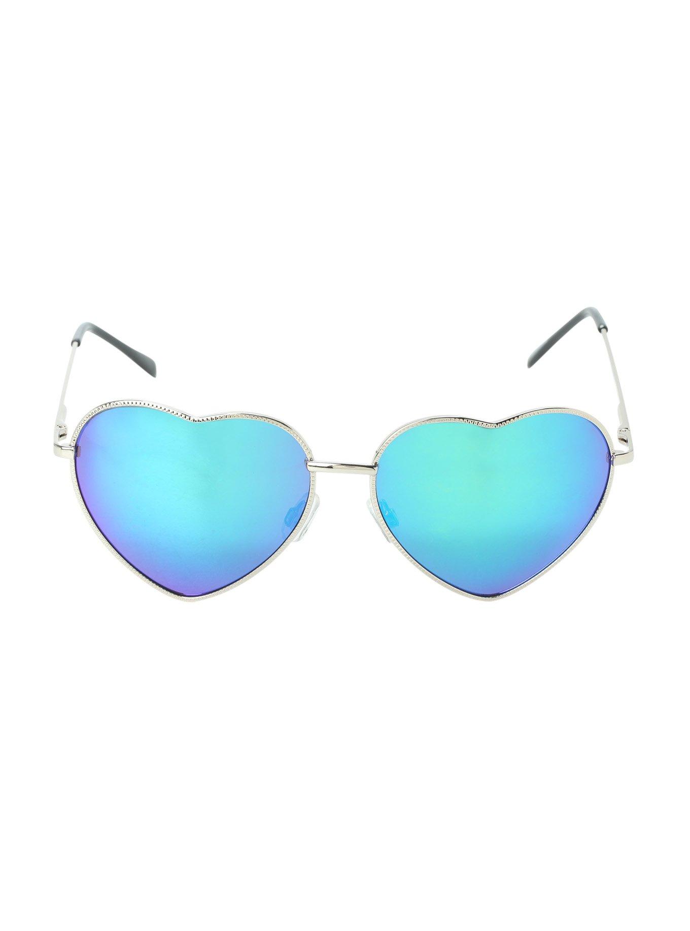 Heart Green Flash Wire Sunglasses, , alternate