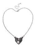 LOVEsick Skeleton Hands On Heart Necklace, , alternate