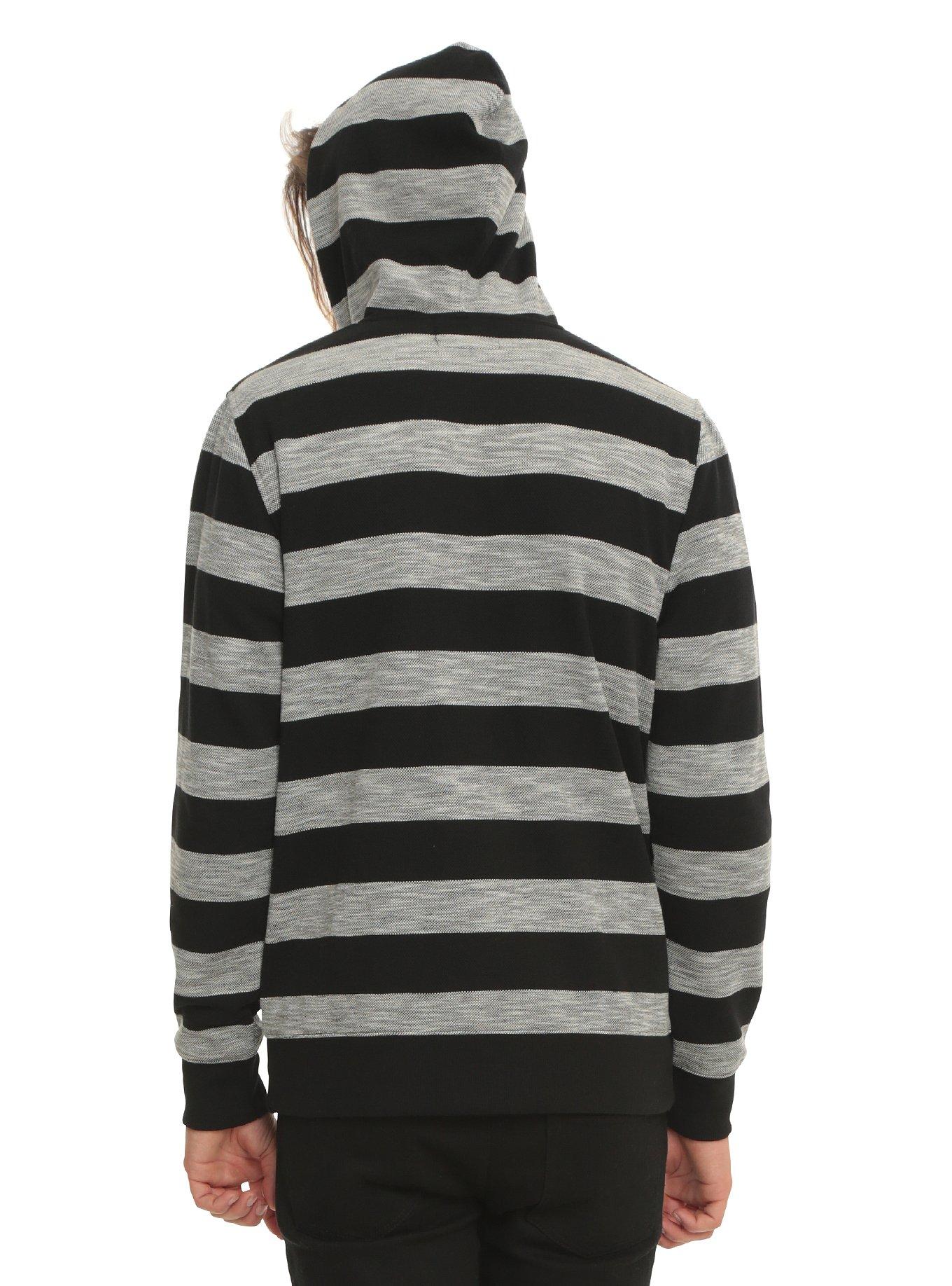 XXX RUDE Black And Grey Striped Hoodie, , alternate