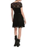 Black Lace Belted Dress, , alternate