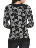 Black & White Stripe Skull Button Cardigan, , alternate