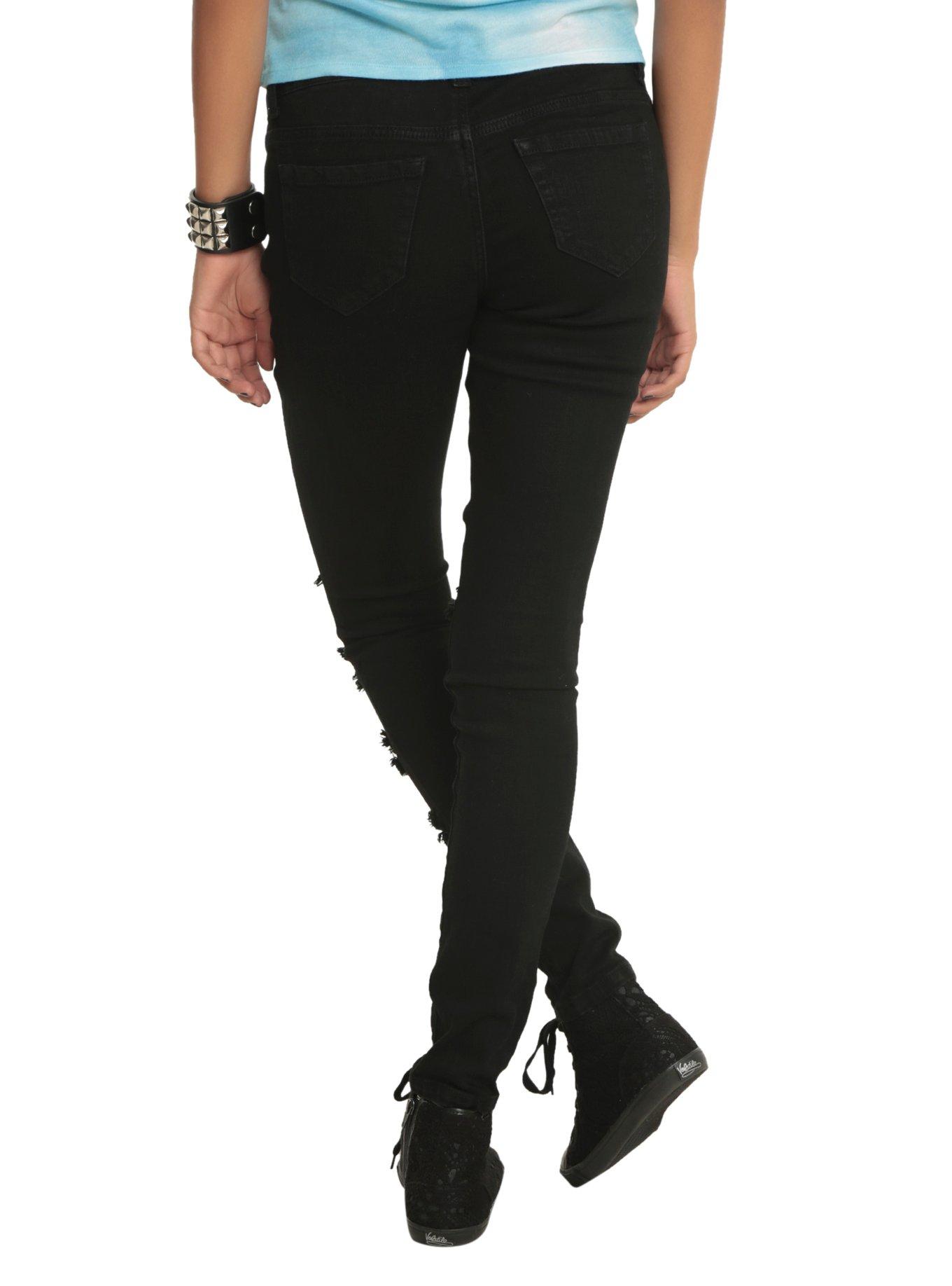 LOVEsick Black Ripped Skinny Jeans, , alternate