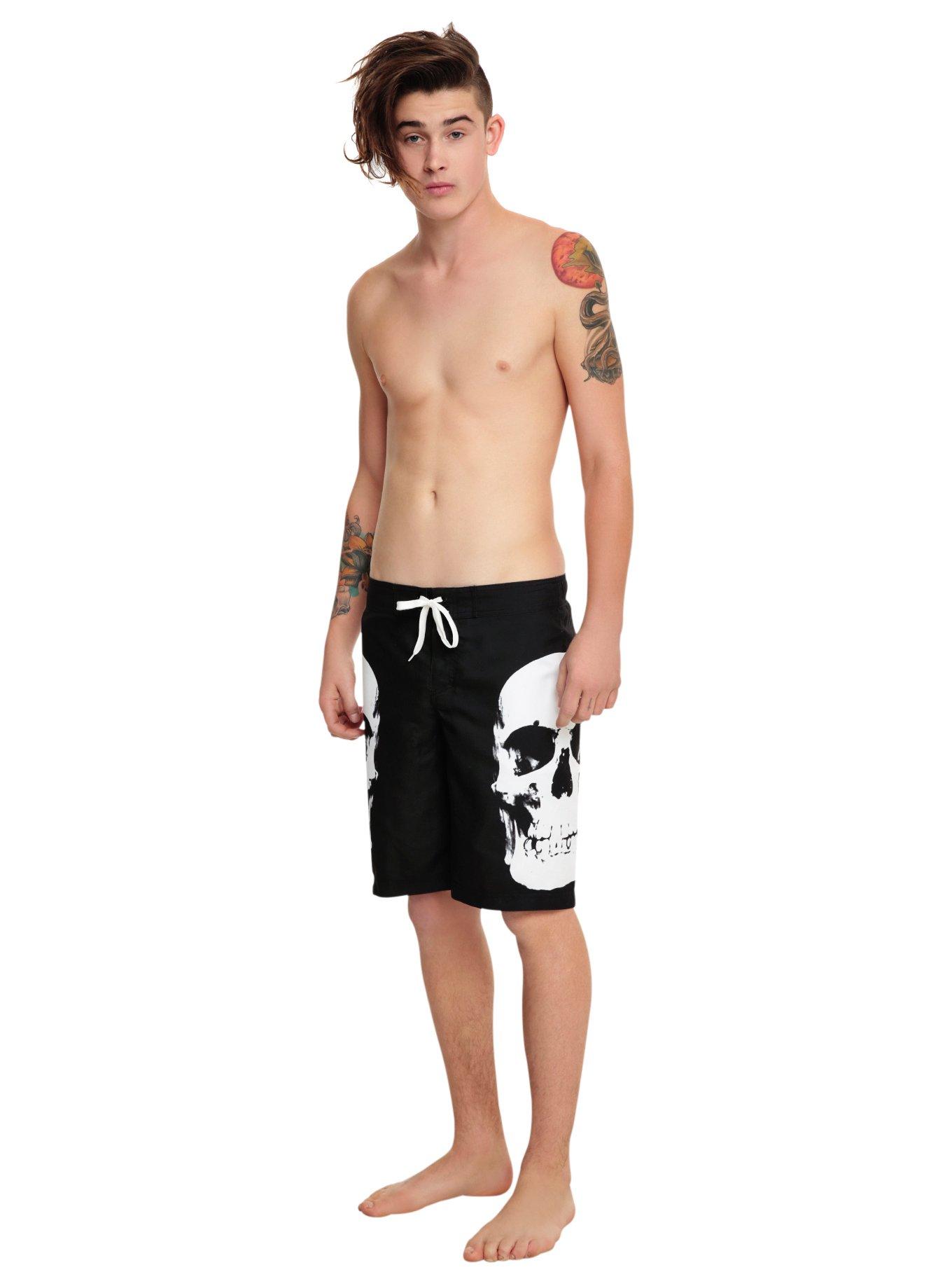 Skull Swim Trunks, BLACK, alternate