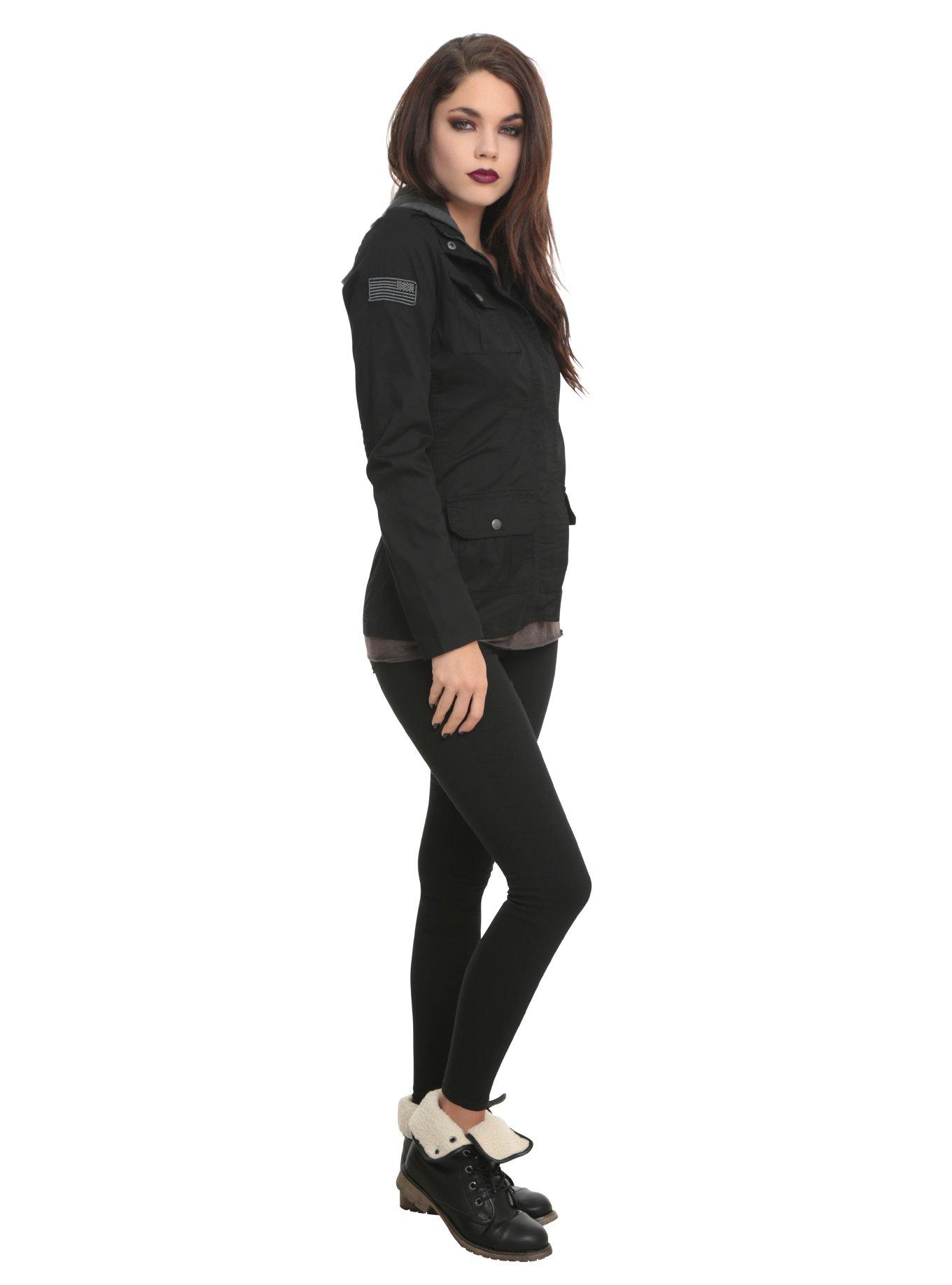Black Military Patch Jacket, , alternate
