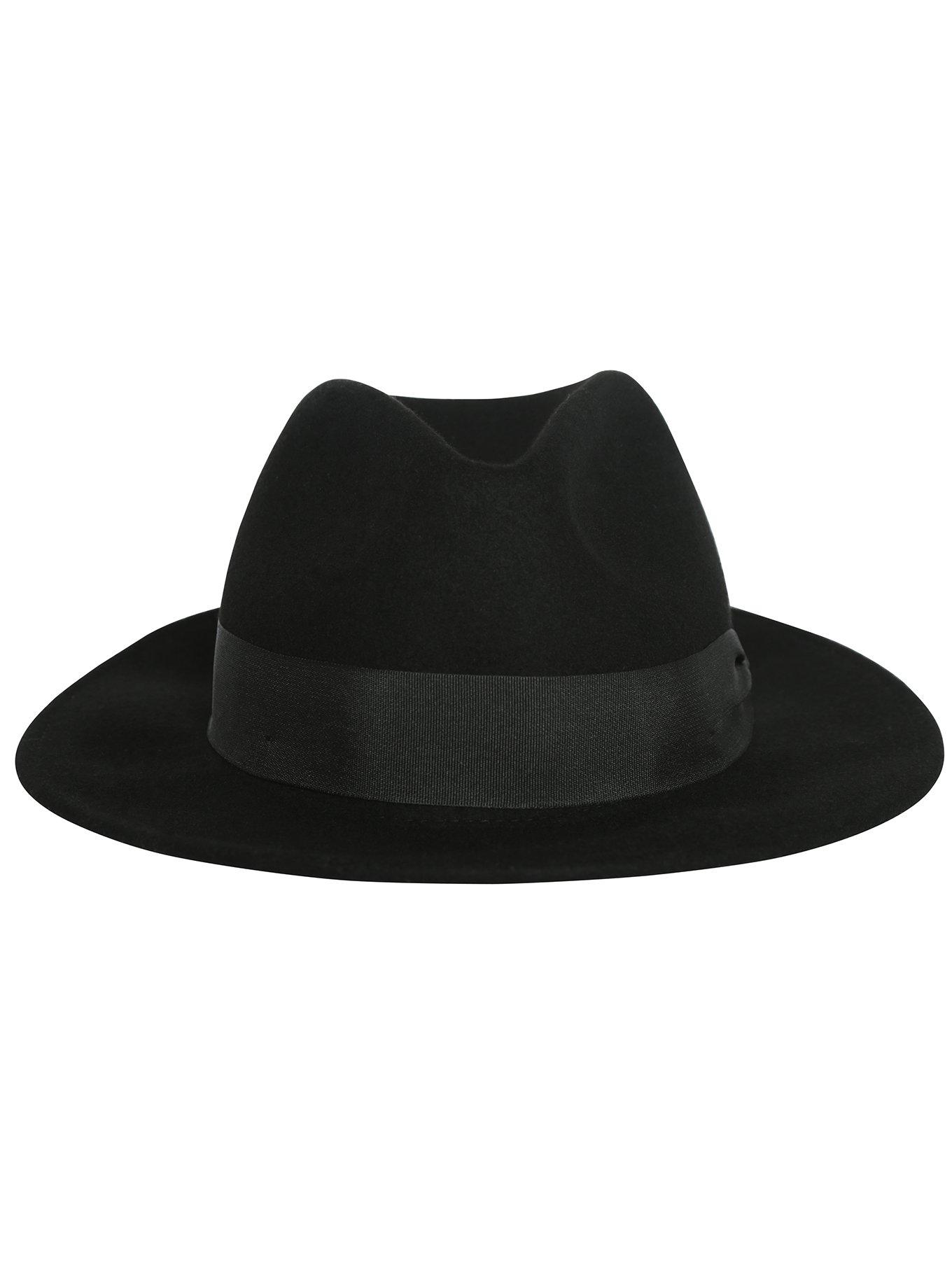 Black Wool Wide Brim Fedora, , alternate