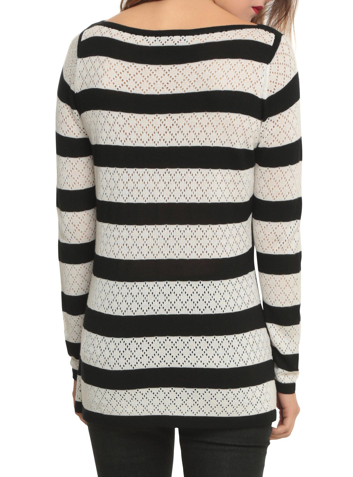 Jawbreaker Striped Skull Girls Sweater, BLACK, alternate