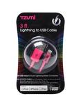 Tzumi Pink 3' Lightning To USB Cable, , alternate