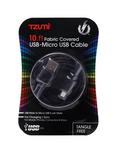 Tzumi Black 10' Fabric Covered USB-Micro USB Cable, , alternate
