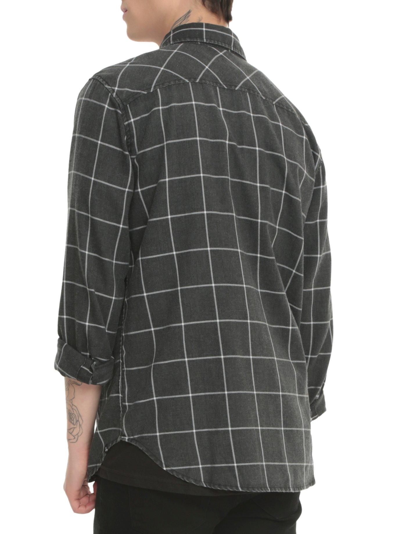 RUDE Faded Black Grid Plaid Woven, , alternate