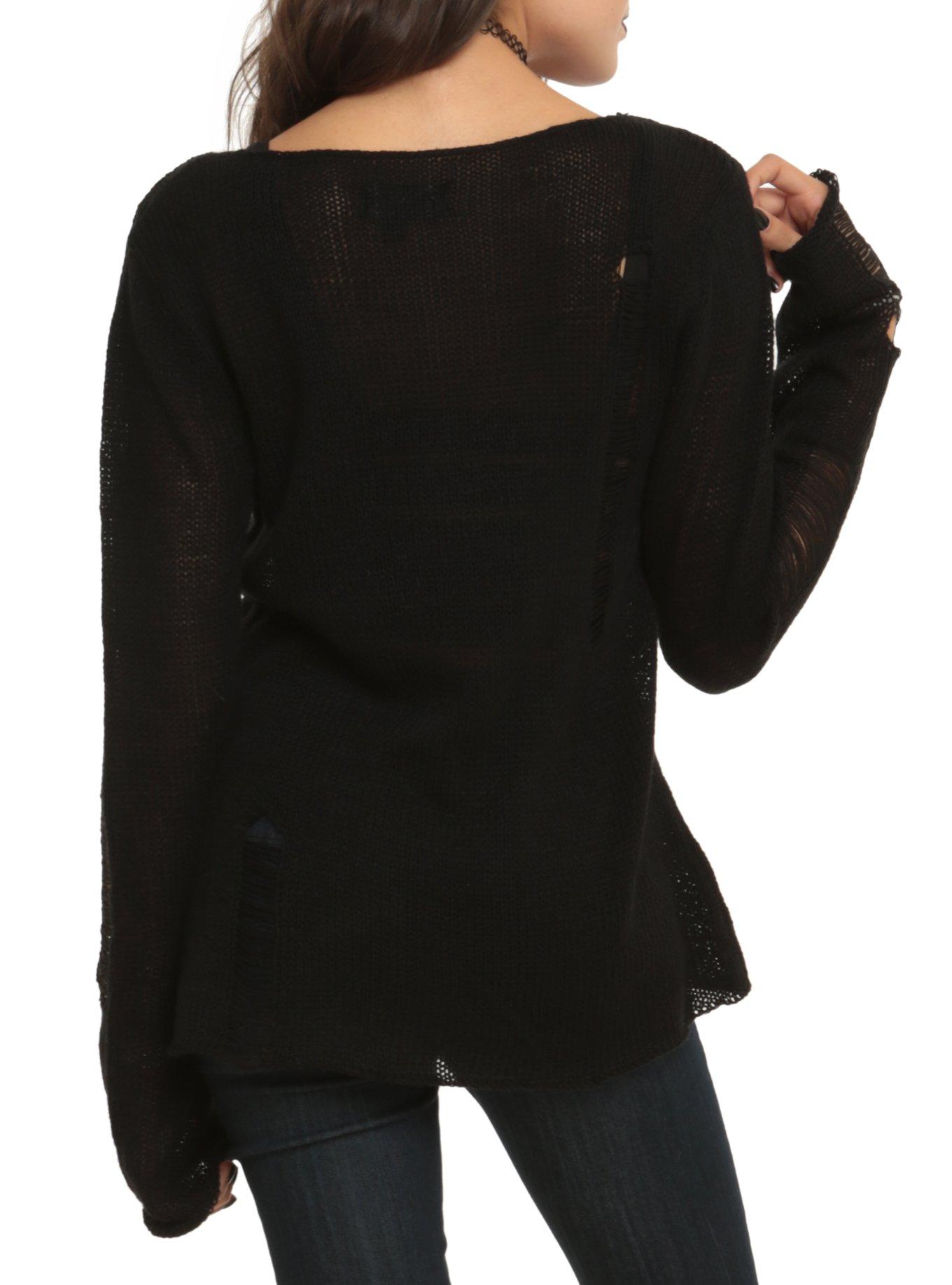 Royal Bones By Tripp Black Ripped Sweater, , alternate