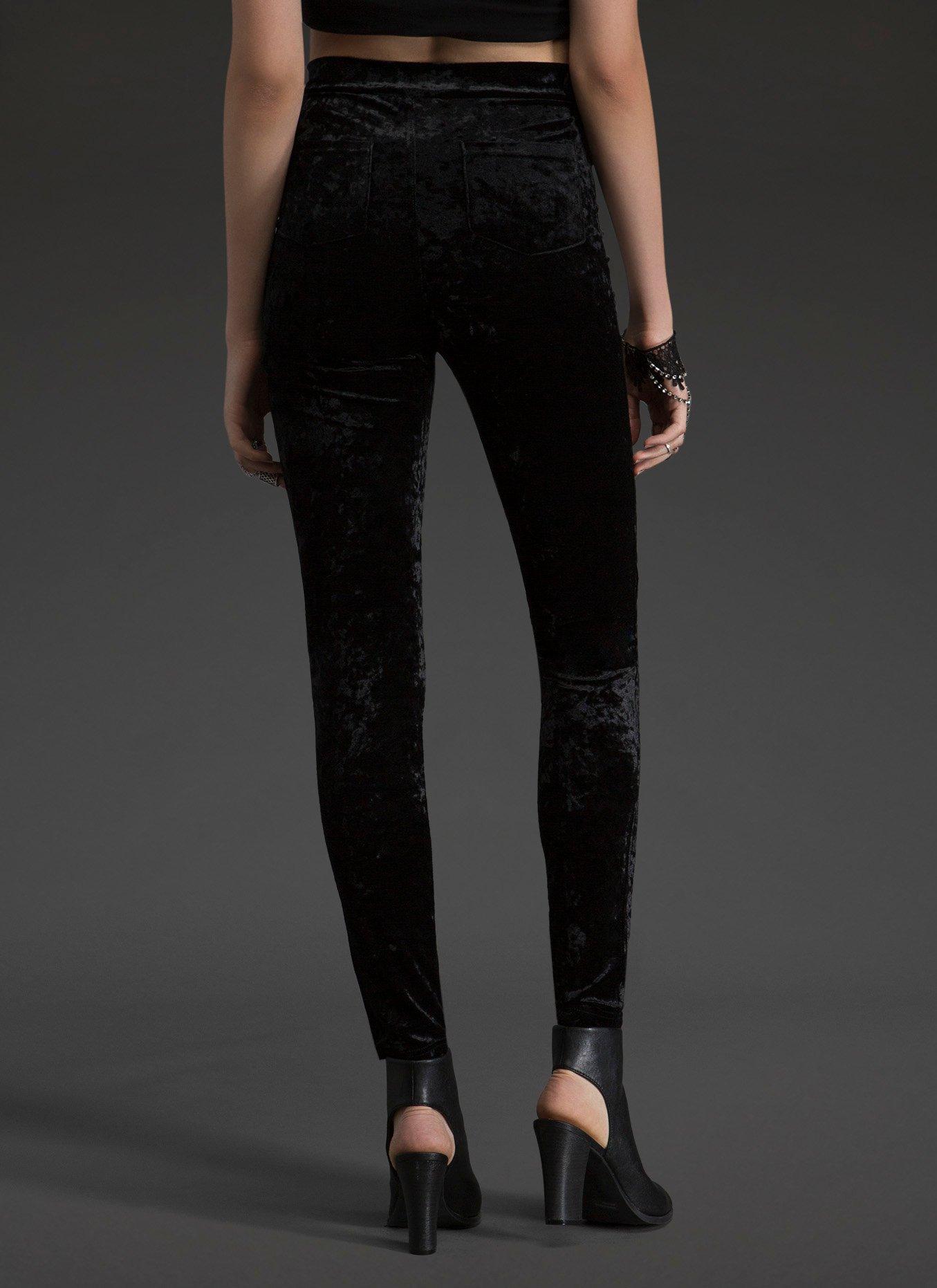 Velvet Skinny Pants, BLACK, alternate