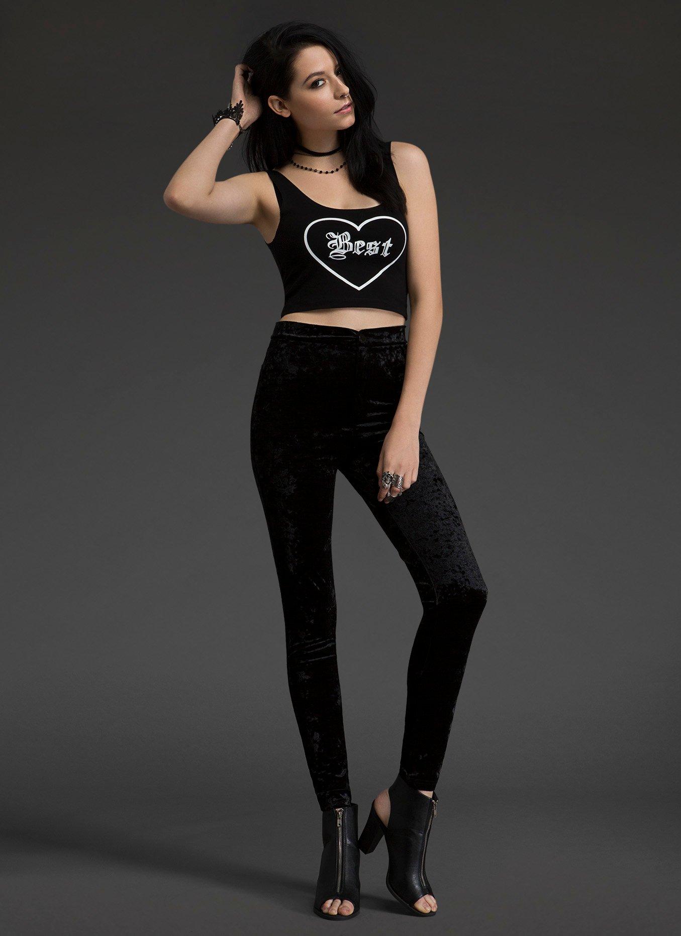 Velvet Skinny Pants, BLACK, alternate