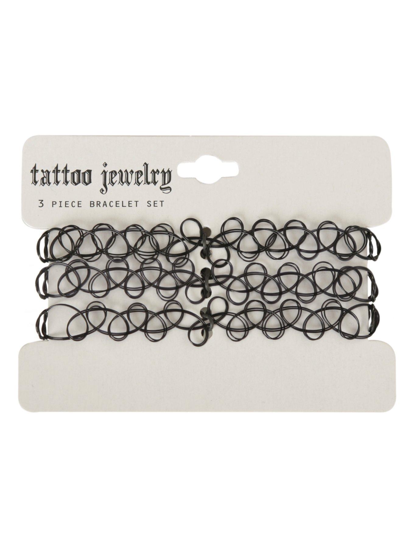 Black Tattoo Stretch Bracelet 3 Pack, , alternate