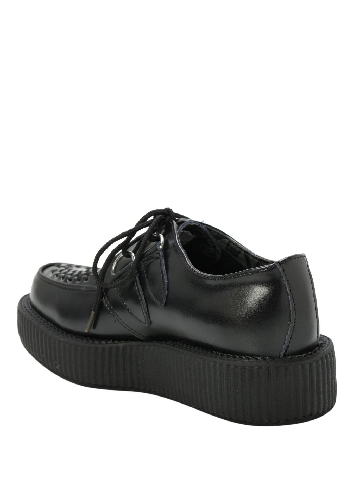 T.U.K. Black Low Sole Viva Leather Creepers, , alternate