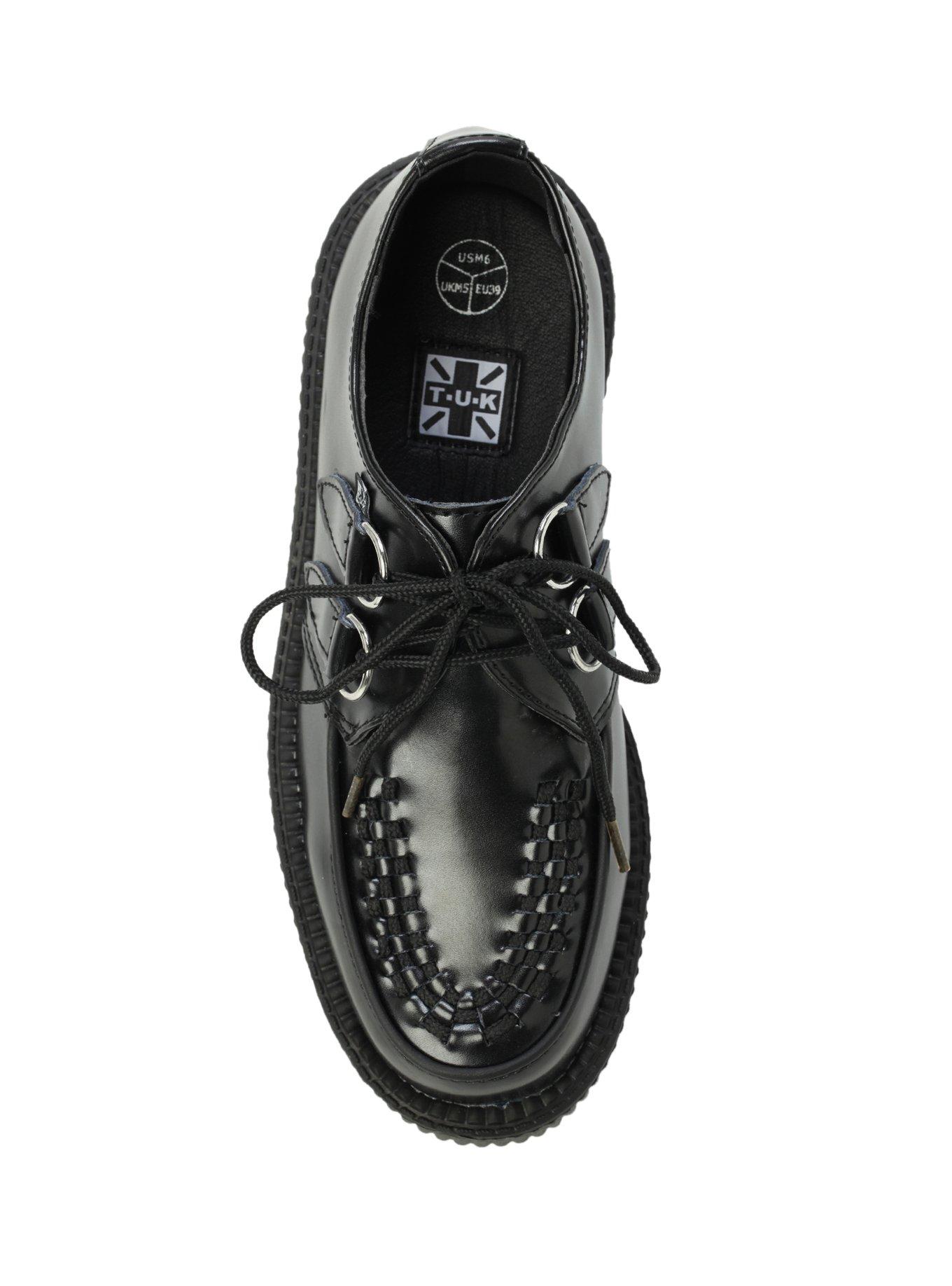 T.U.K. Black Low Sole Viva Leather Creepers, , alternate