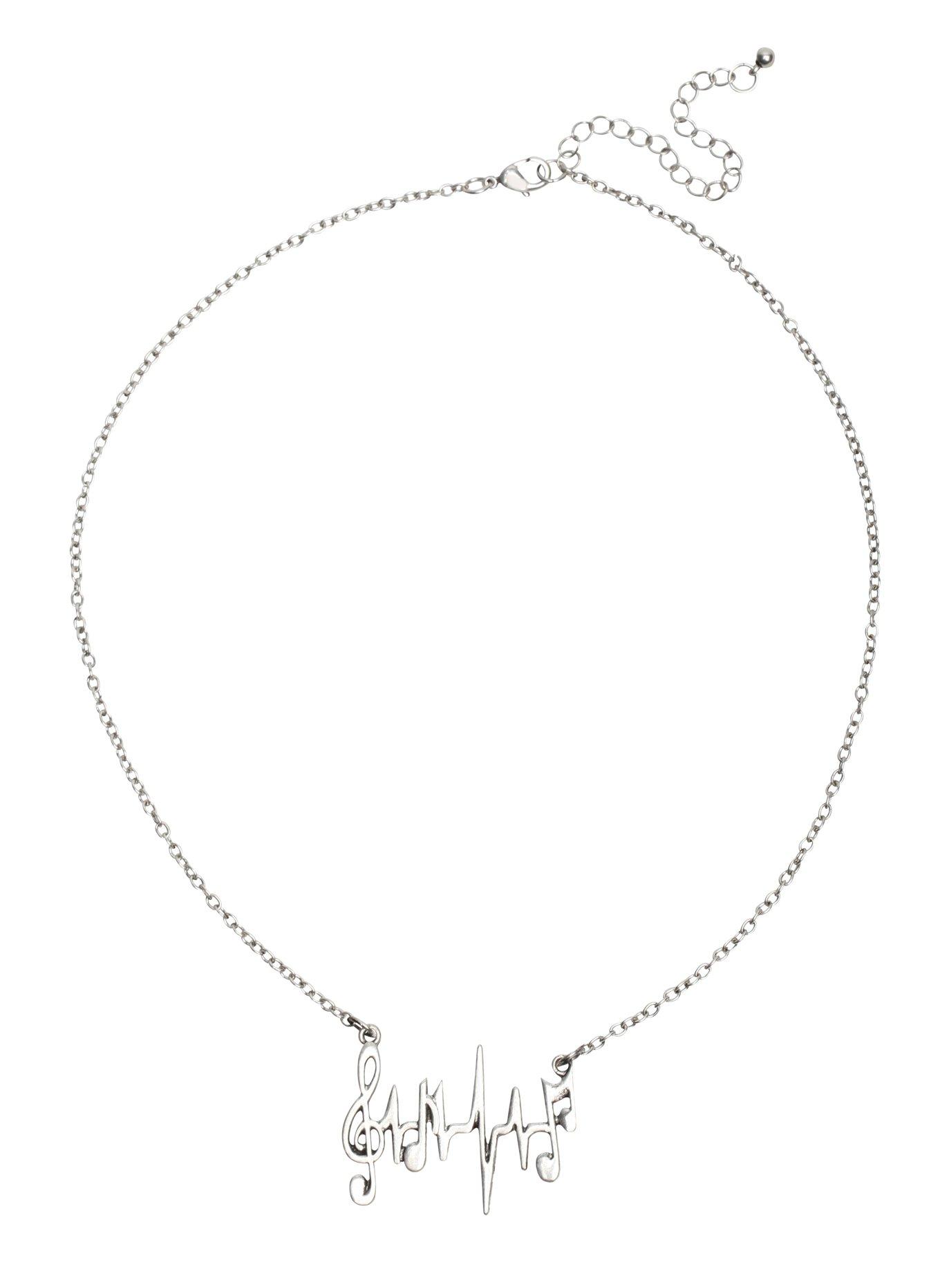 Heartbeat Music Note Necklace, , alternate