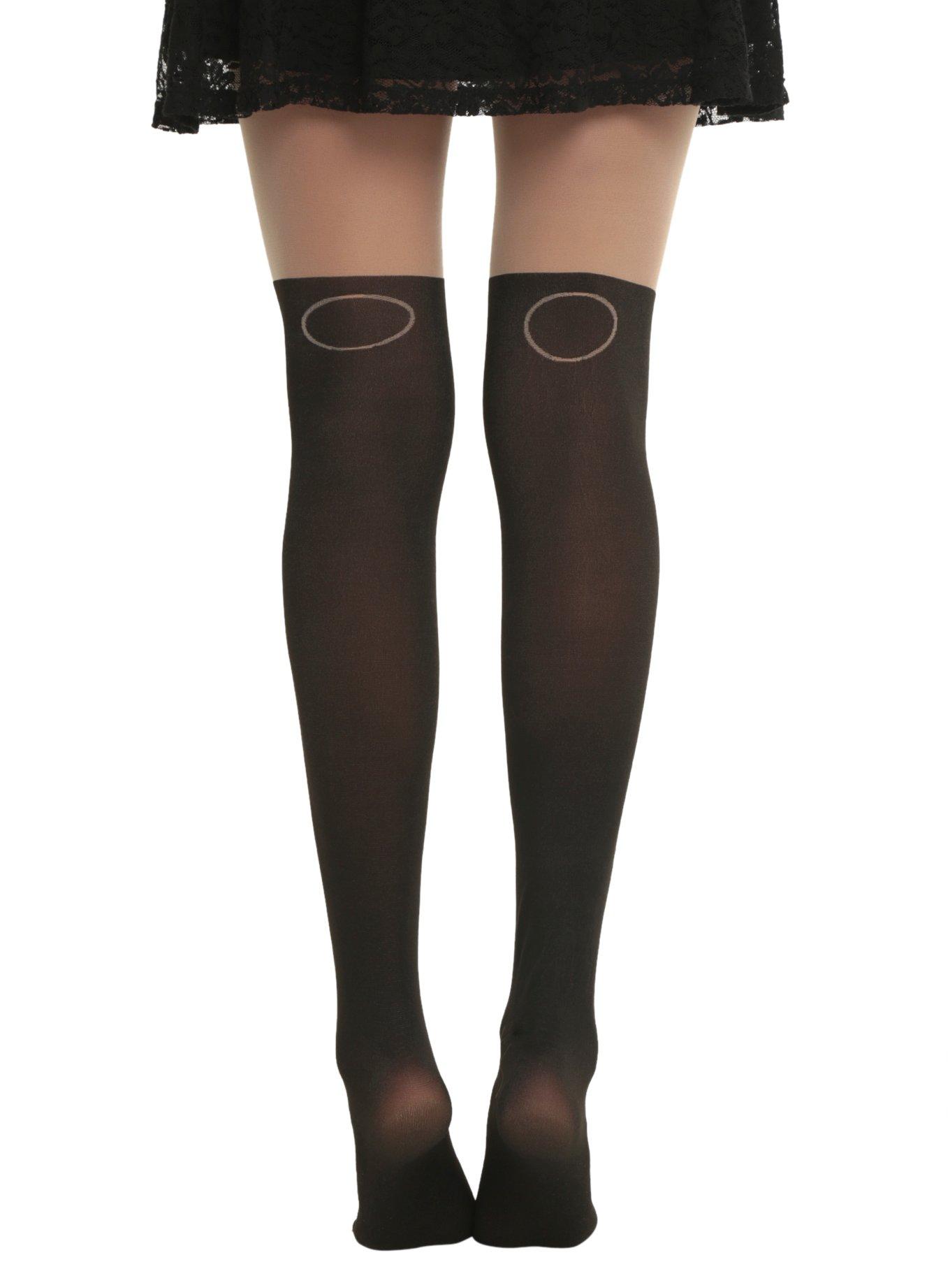 Panda Faux Thigh High Tights, , alternate