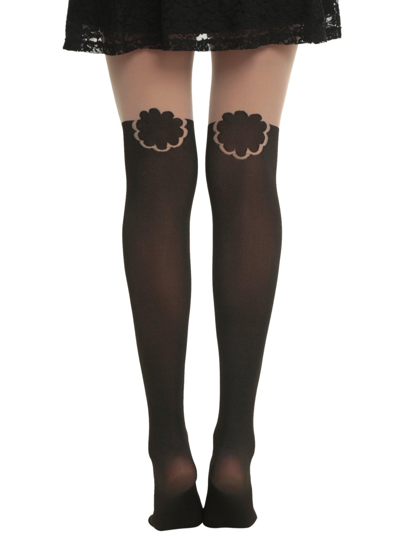 White Bunny Faux Thigh High Tights