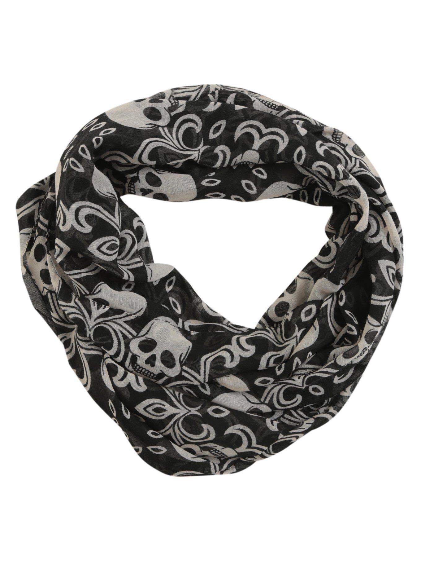 Damask Skulls Infinity Scarf, , alternate