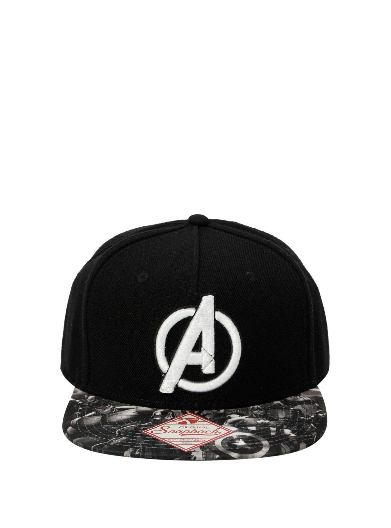 Marvel Avengers Black & White Snapback Hat, , alternate