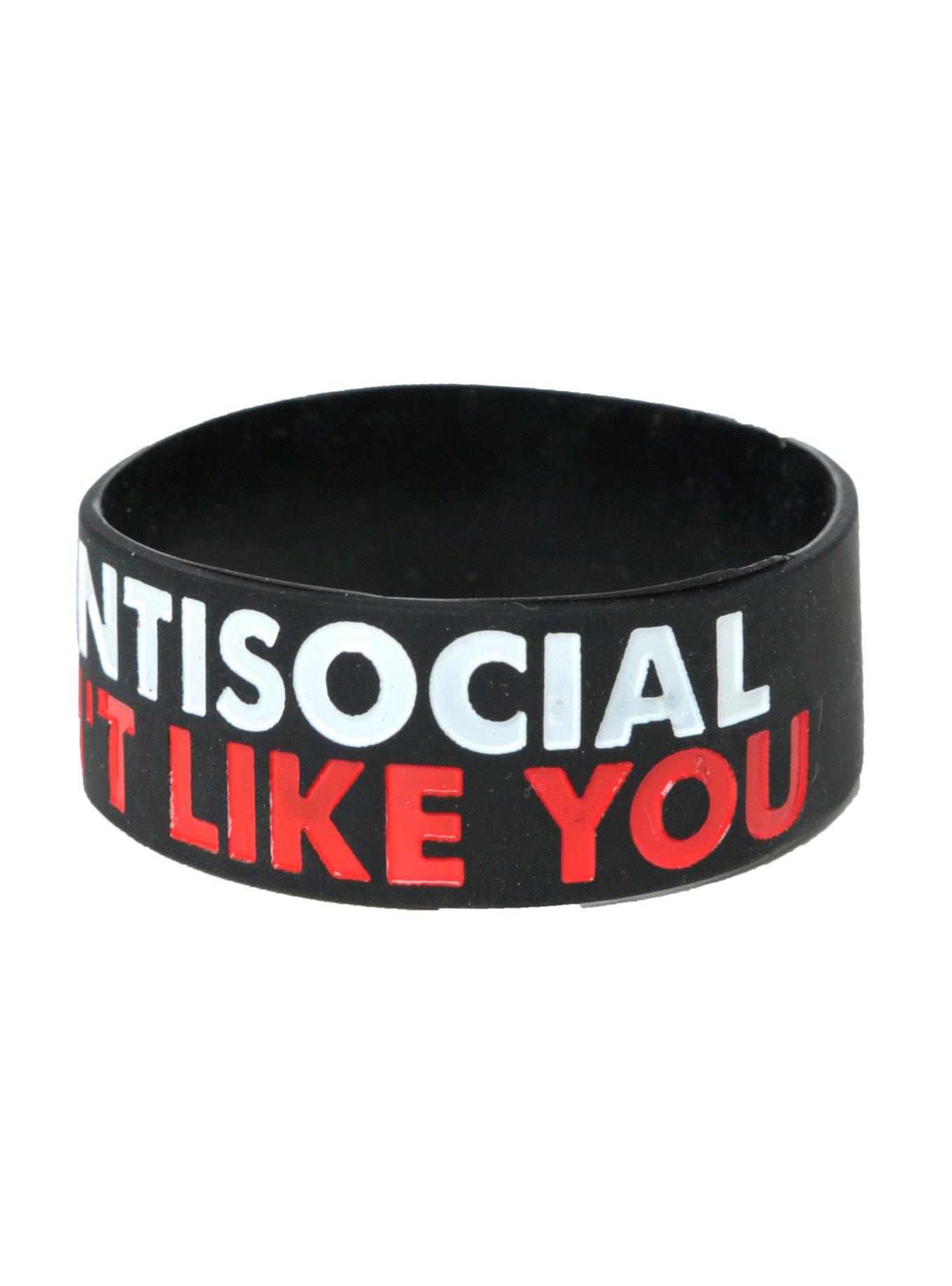 Not Antisocial Rubber Bracelet, , alternate