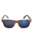 Faux Wood & Geometric Retro Sunglasses, , alternate