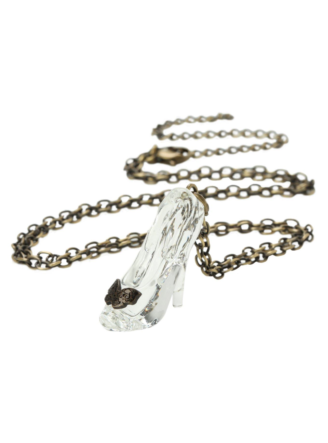 Disney Cinderella Butterfly Glass Slipper Necklace, , alternate