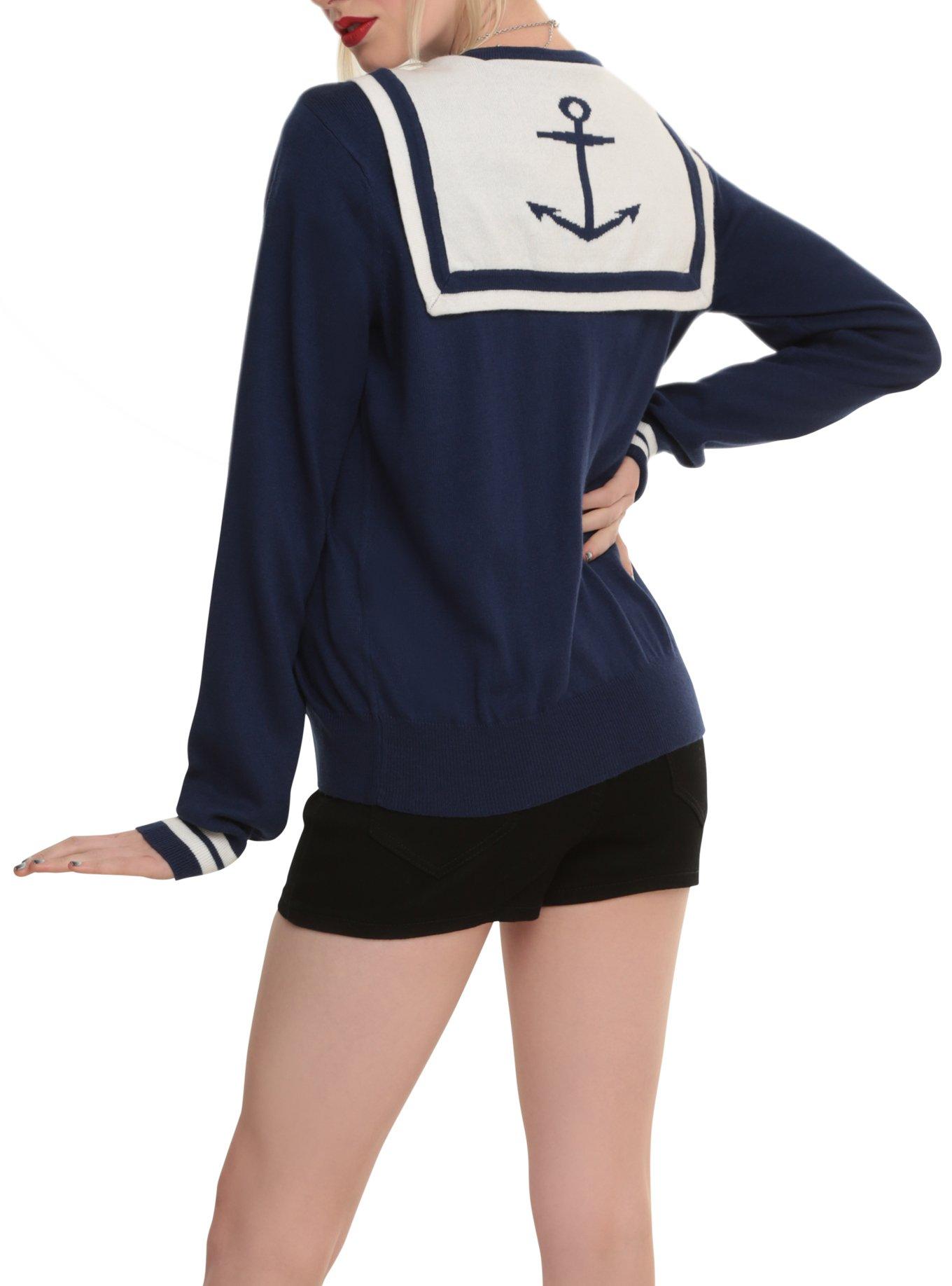 Sailor Girl Cardigan, NAVY, alternate