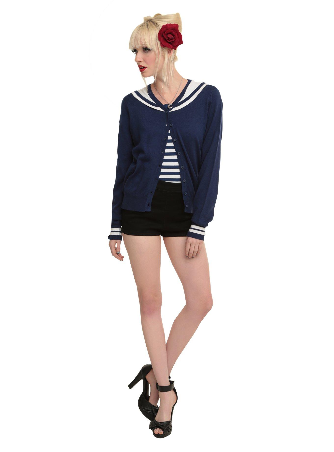 Sailor Girl Cardigan, NAVY, alternate