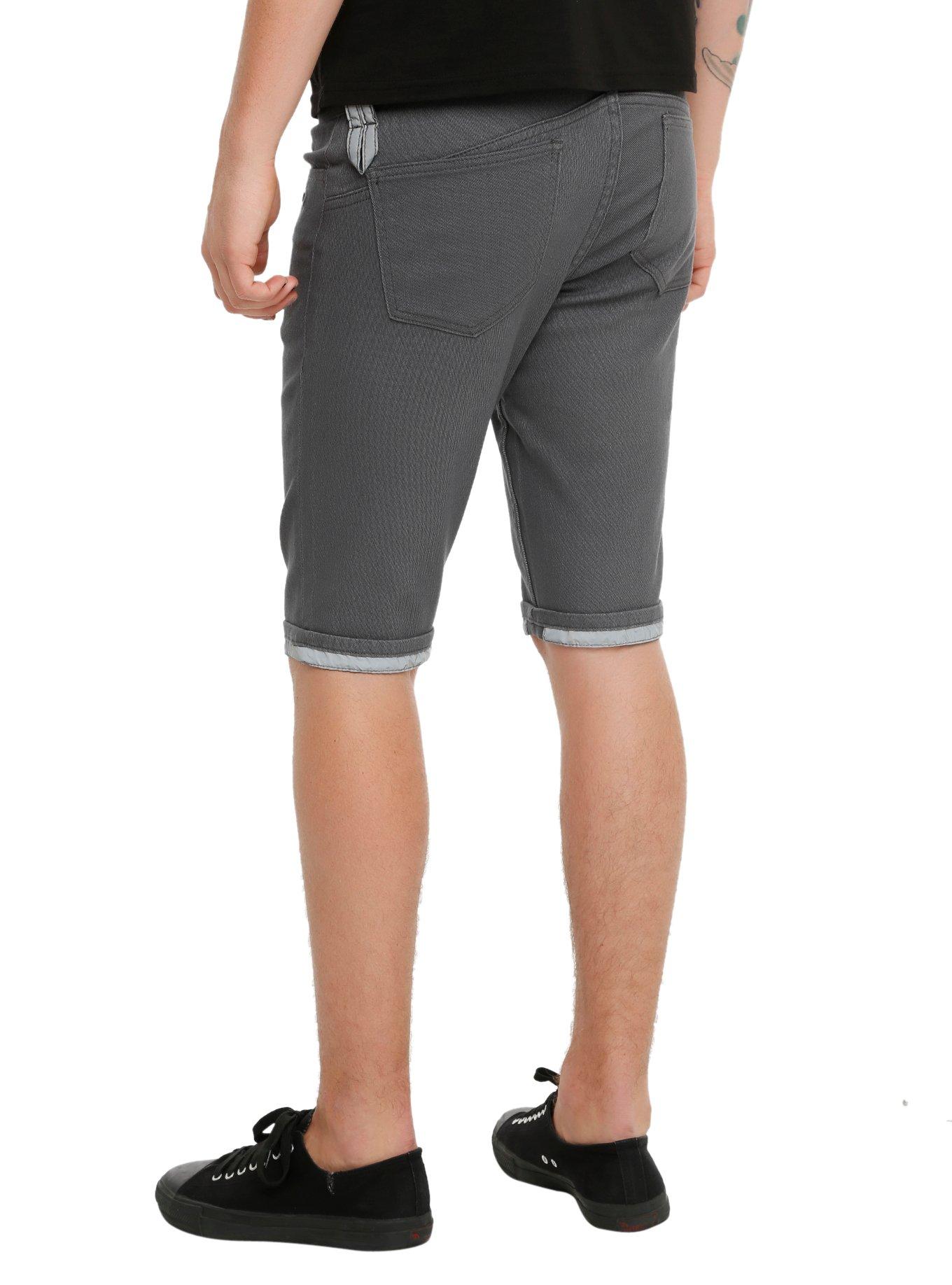 RUDE Grey Rider Skinny Shorts, DARK GRAY, alternate