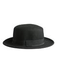 Black Felt Boater Hat, , alternate