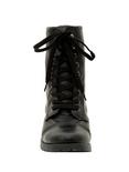 Black Floral Lined Combat Boots, BLACK, alternate