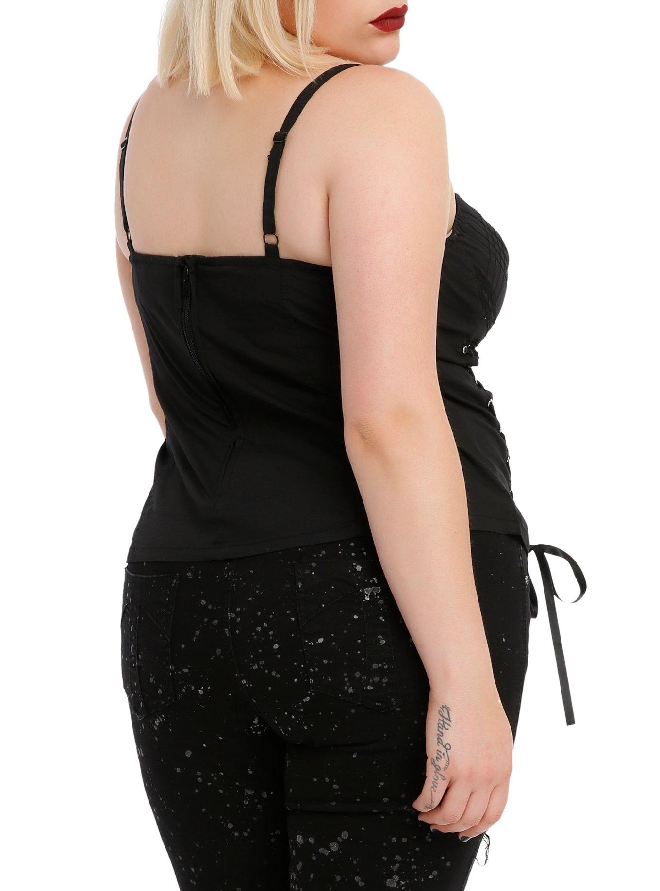 Tripp Black Side Lace-Up Corset Plus Size, BLACK, alternate