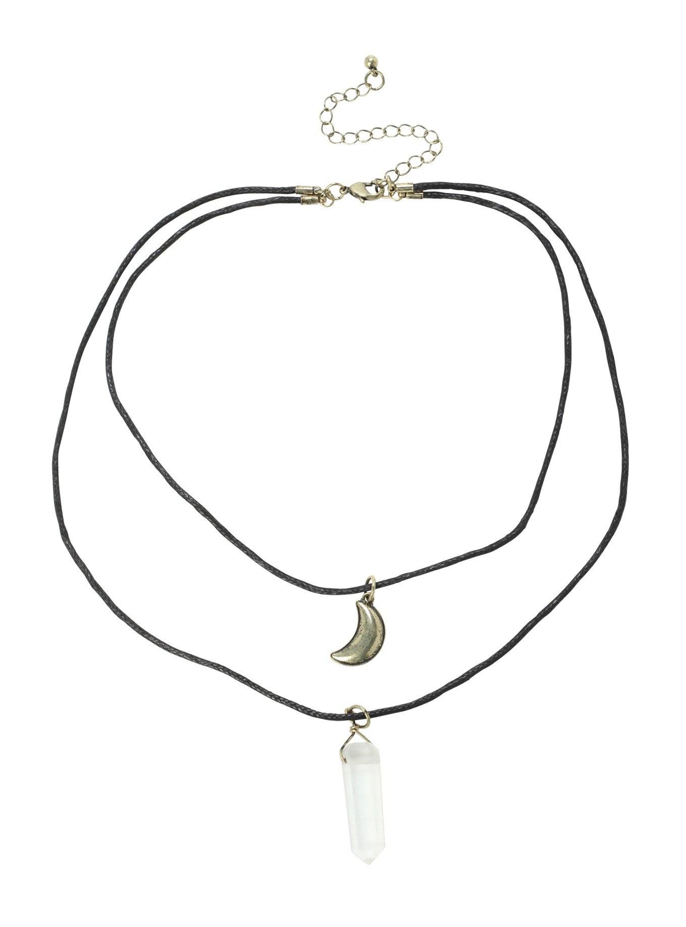 LOVEsick Moon Crystal Layer Necklace, , alternate