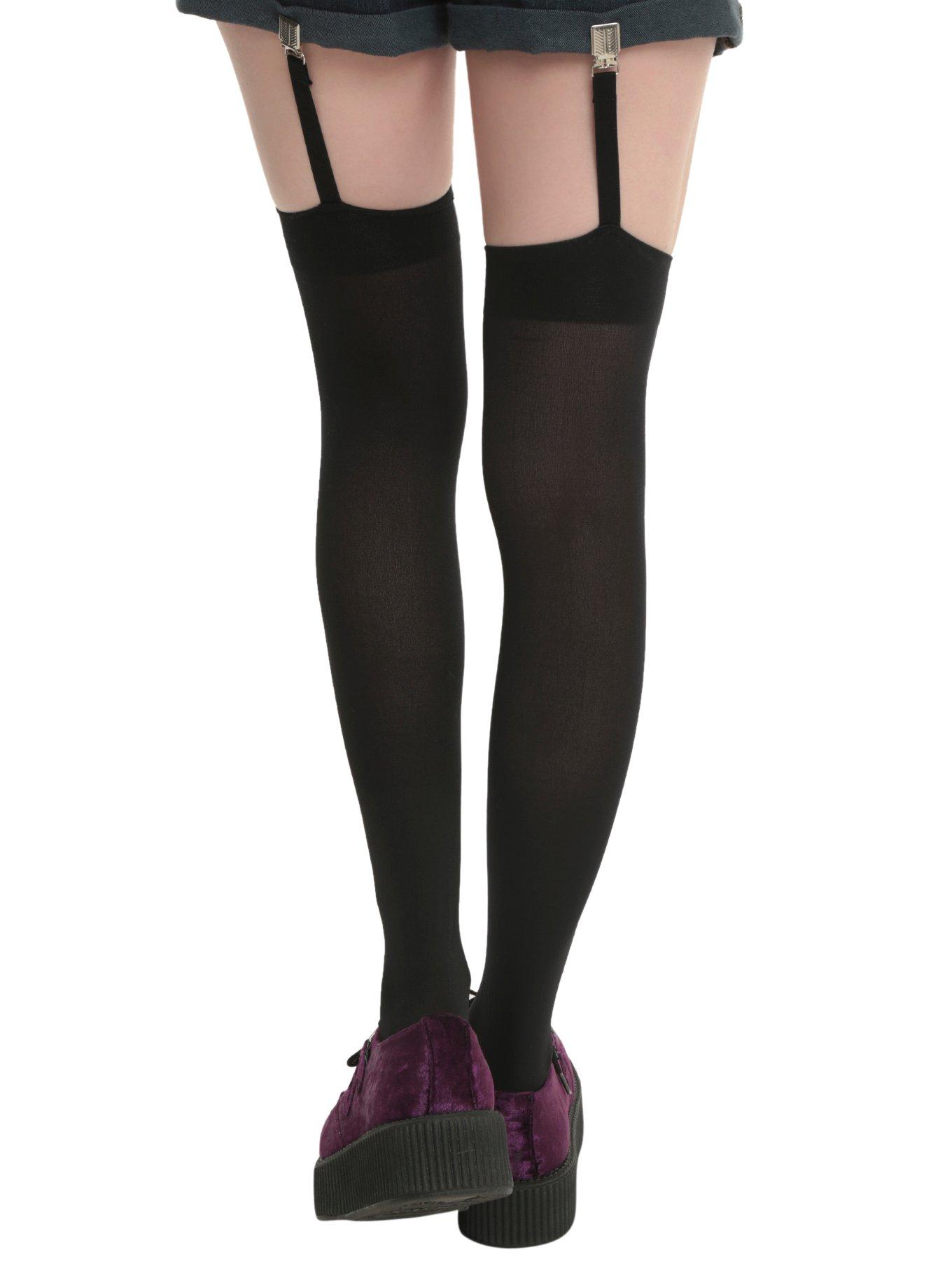 LOVEsick Black Over-The-Knee Garter Thigh Highs, , alternate