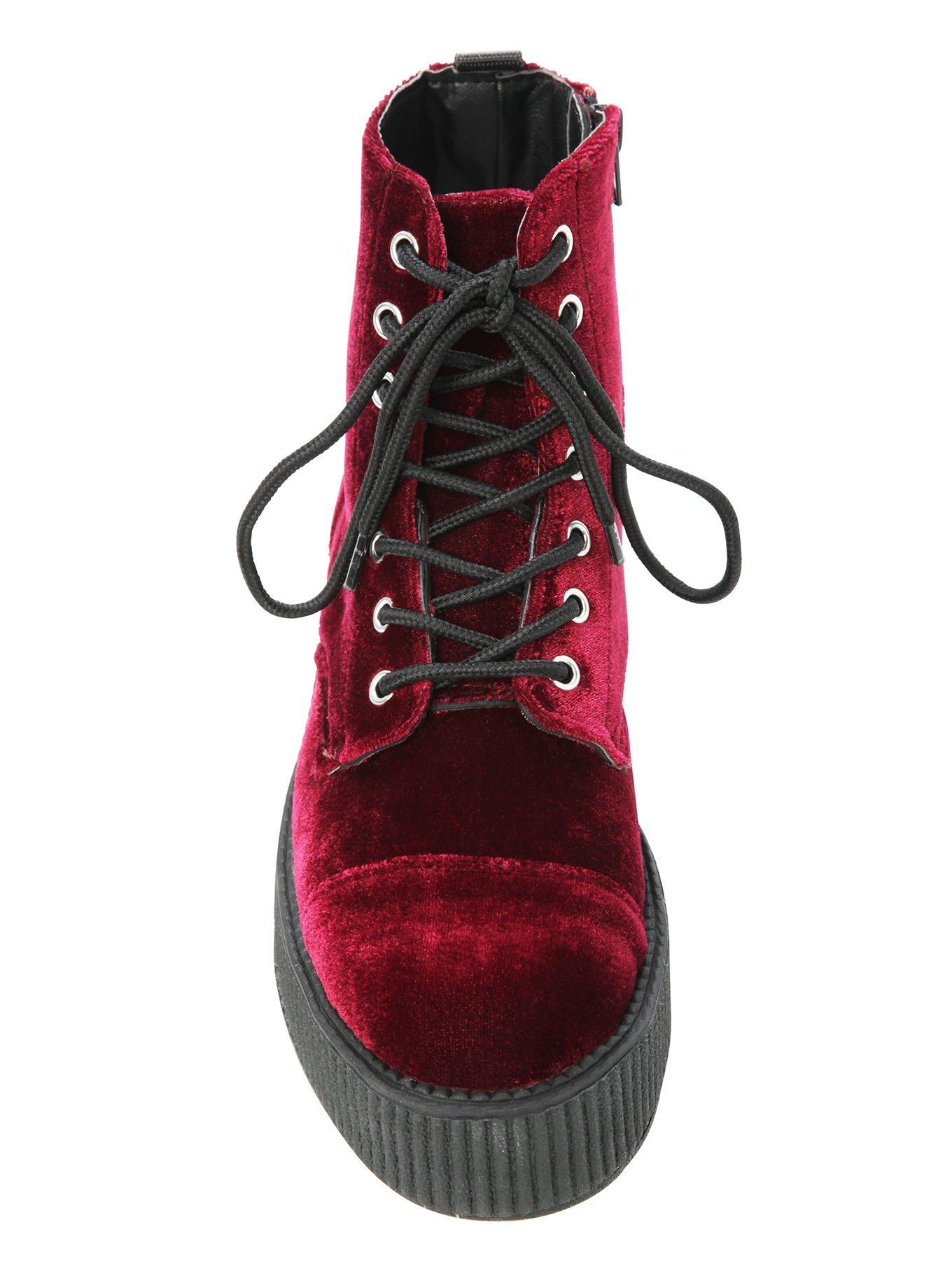 T.U.K. Burgundy Velvet Viva Mondo Boot, , alternate