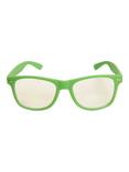 Lime Green Retro Smooth Touch Clear Lens Glasses, , alternate