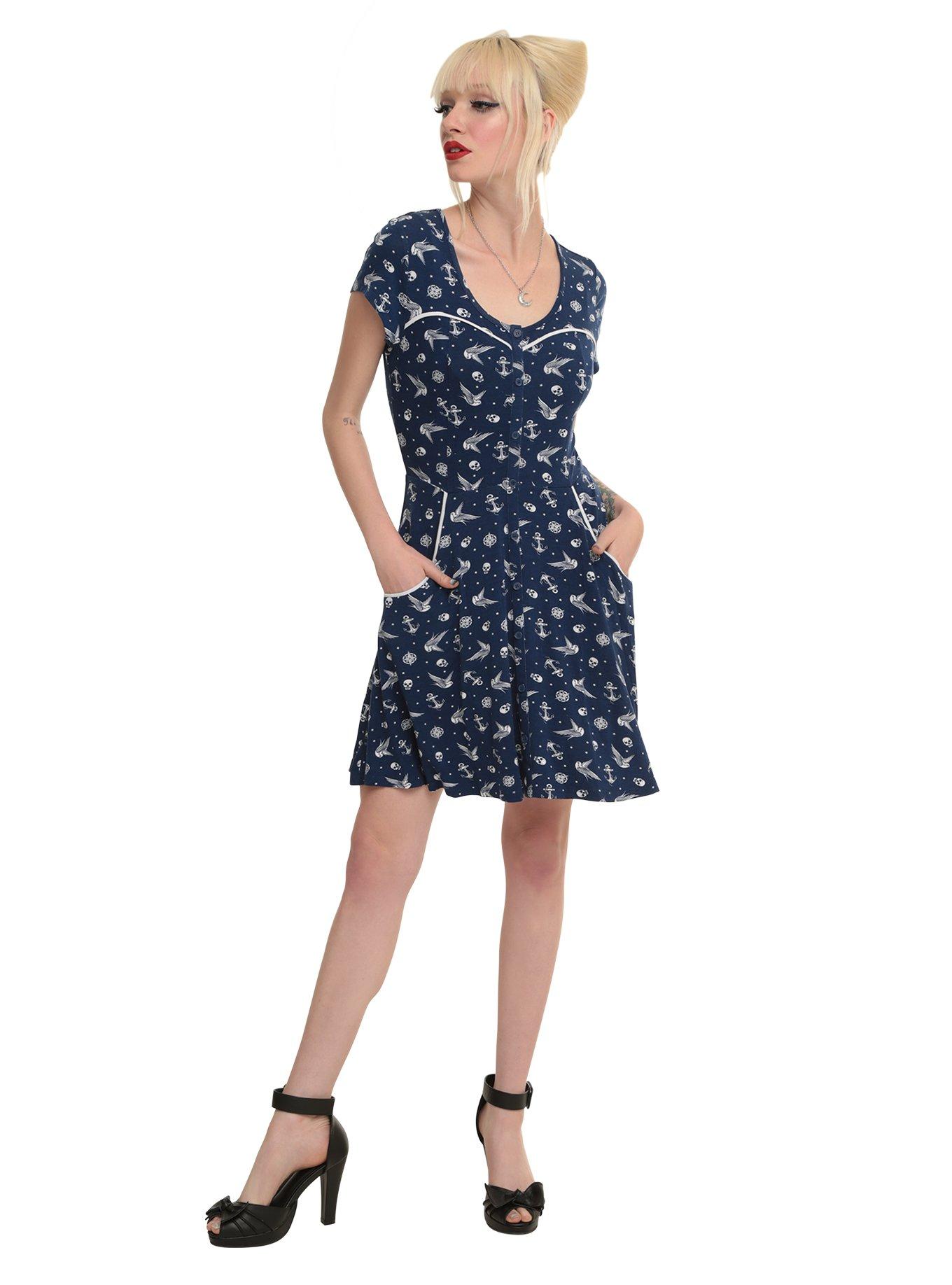 Navy Nautical Dress, , alternate