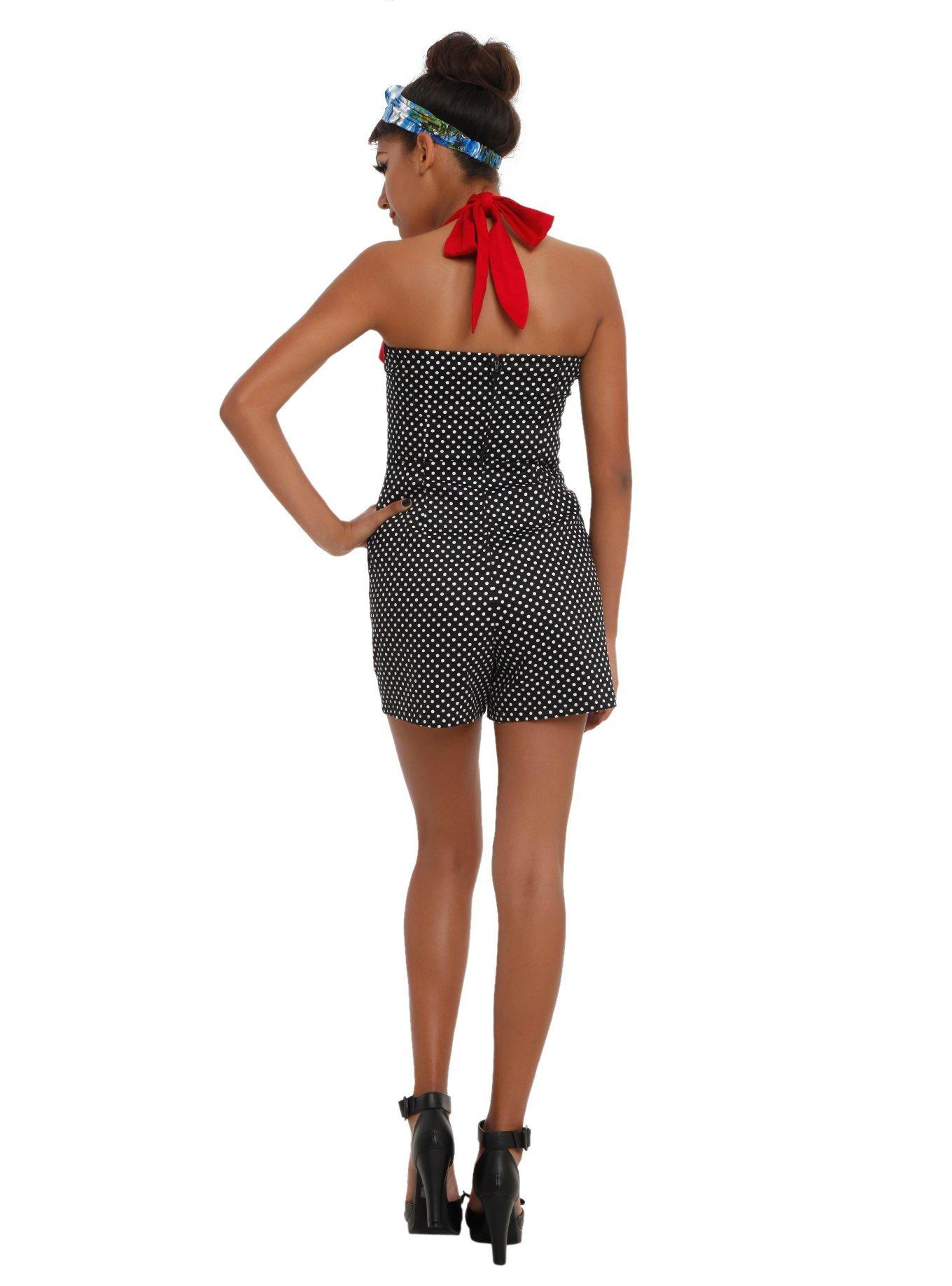 Anchor Polka Dot Romper, BLACK, alternate
