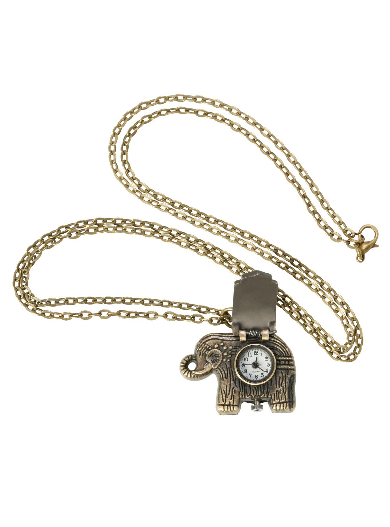 LOVEsick Elephant Clock Long Necklace, , alternate