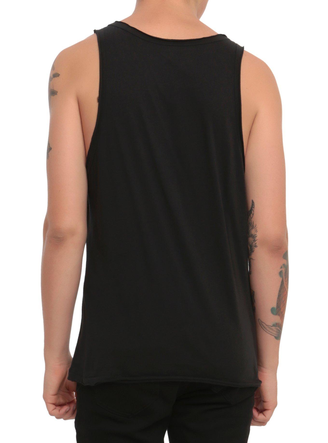 RUDE Floral Skull Tank Top, BLACK, alternate