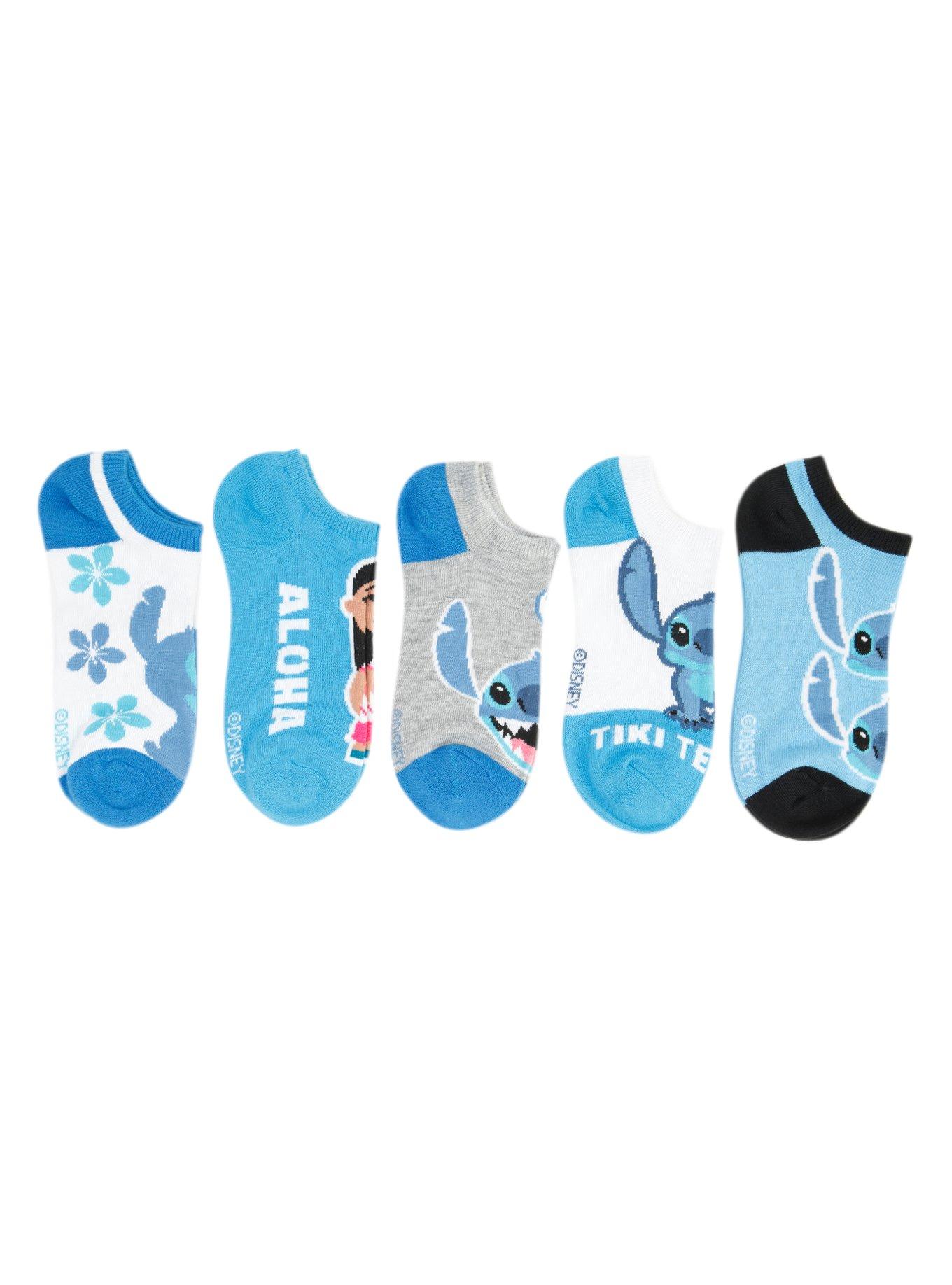 Disney Lilo & Stitch Blue No-Show Socks 5 Pair, , alternate