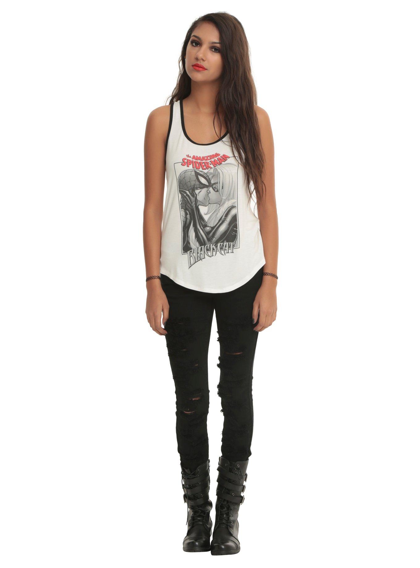 Marvel Spider-Man & Black Cat Kiss Girls Tank Top, , alternate